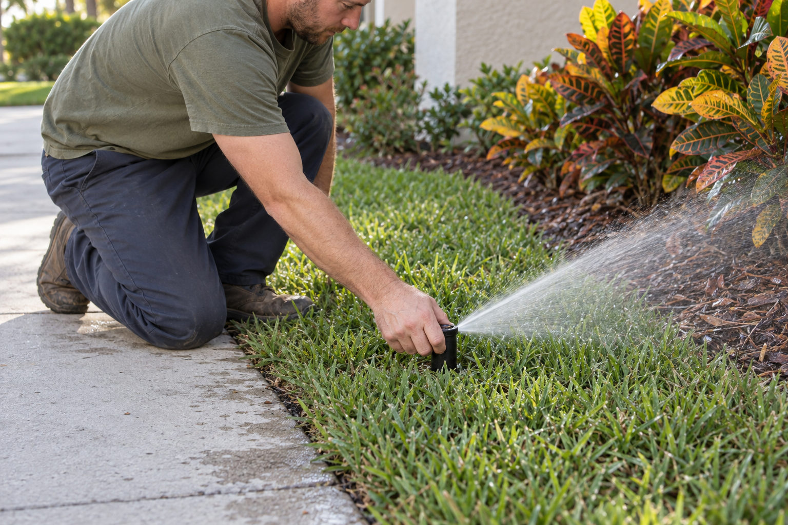 sprinkler repair at a Port St. Lucie home