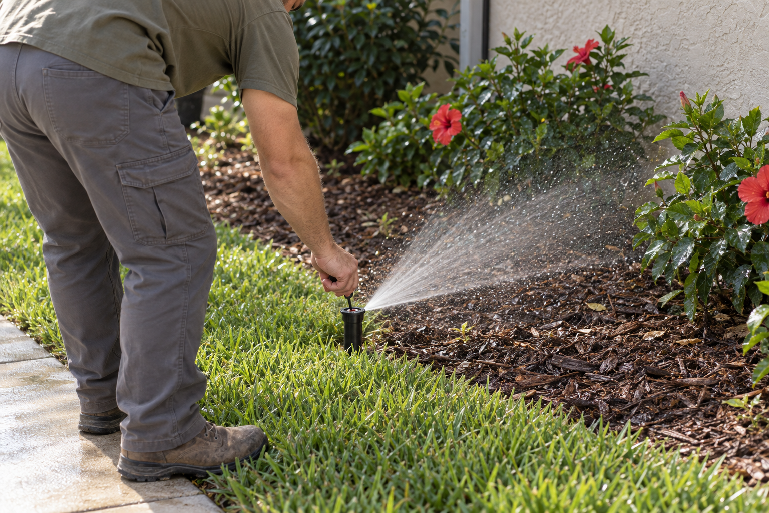 sprinkler repair at a Vero Beach home